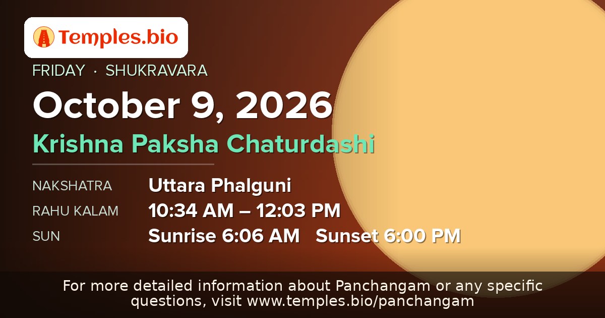 Panchangam — October 9, 2026