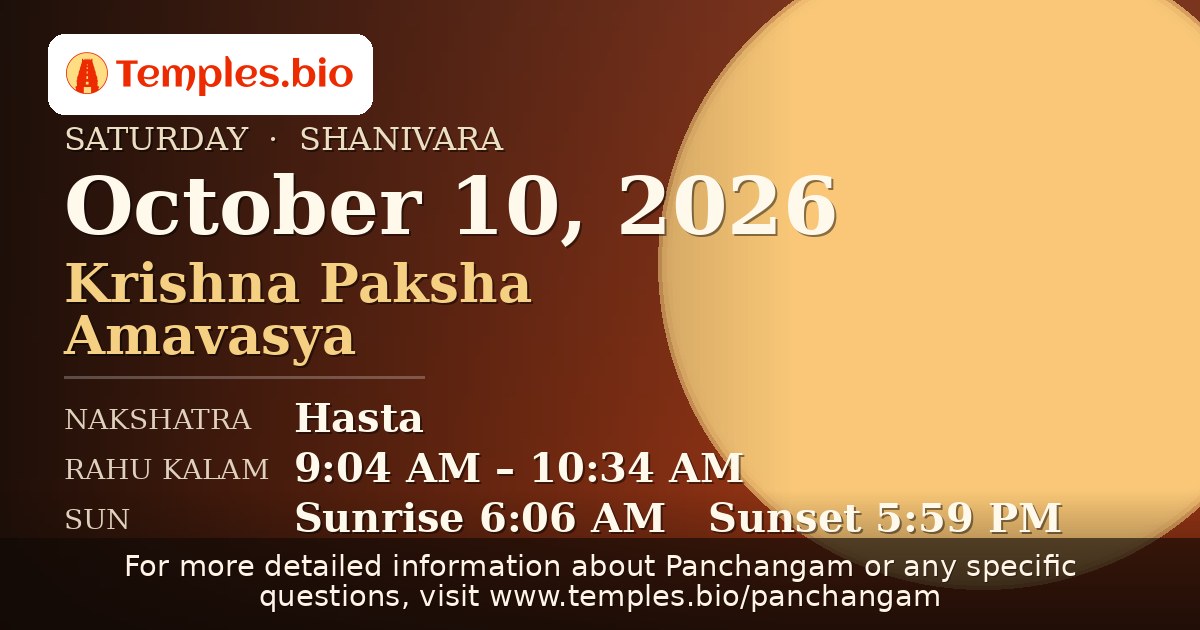 Panchangam — October 10, 2026