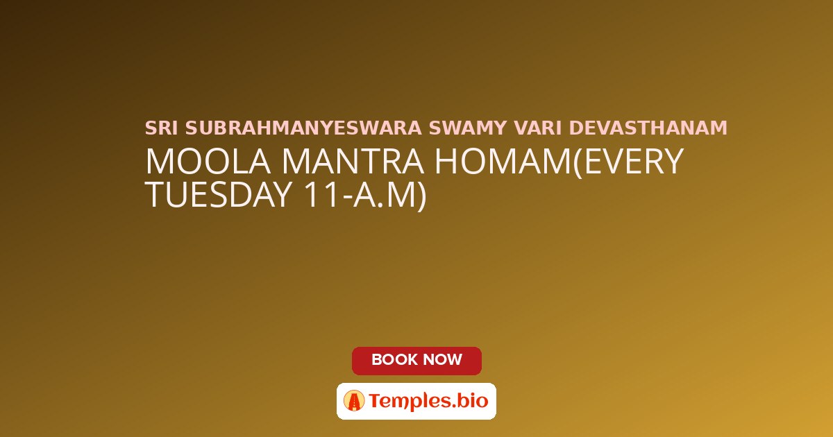 MOOLA MANTRA HOMAM(EVERY TUESDAY 11-A.M)