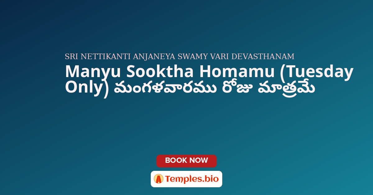 Manyu Sooktha Homamu (Tuesday Only)  మంగళవారము రోజు మాత్రమే